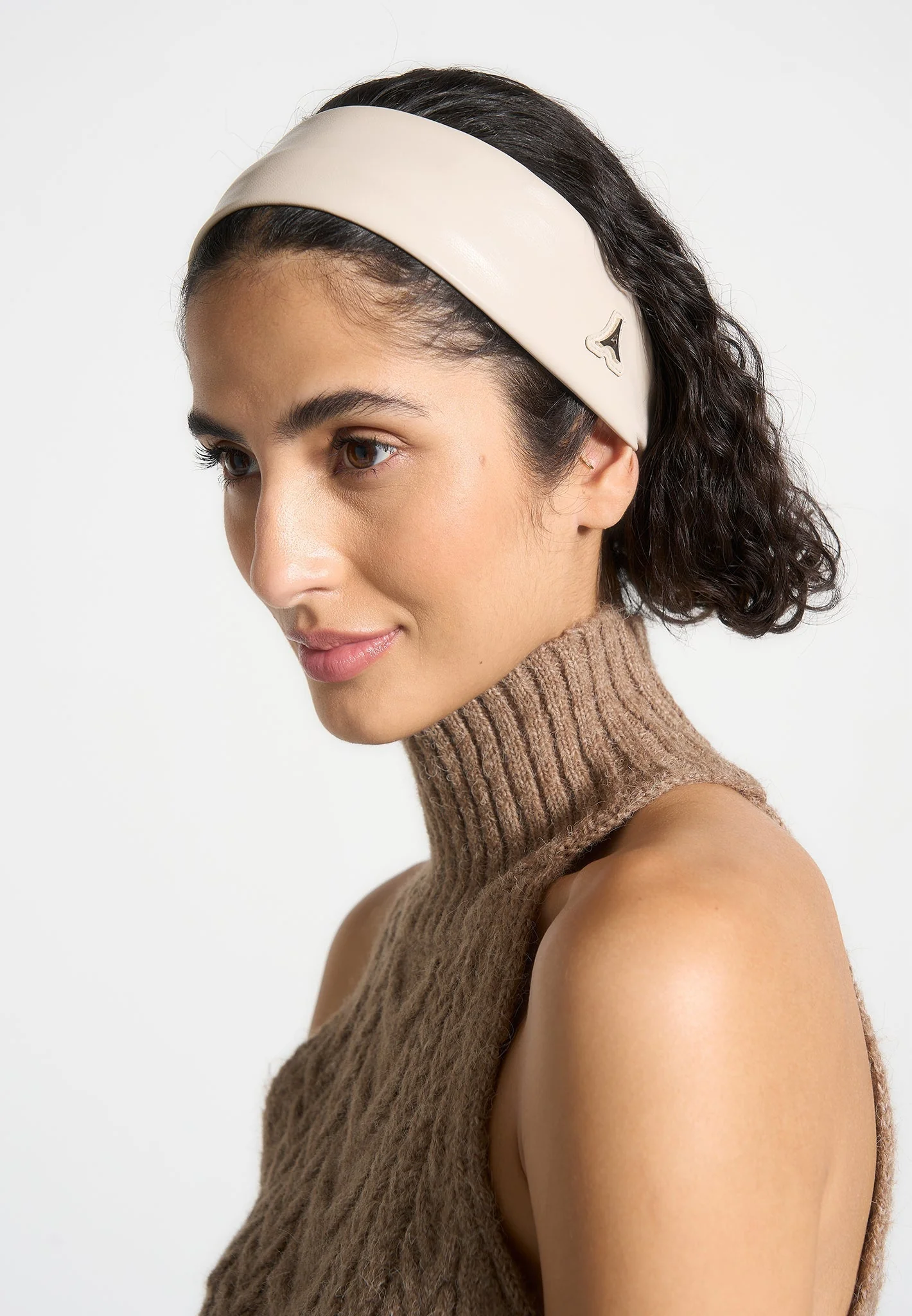 Lilou - Leather Eiffel Headband - Beige – Image 2