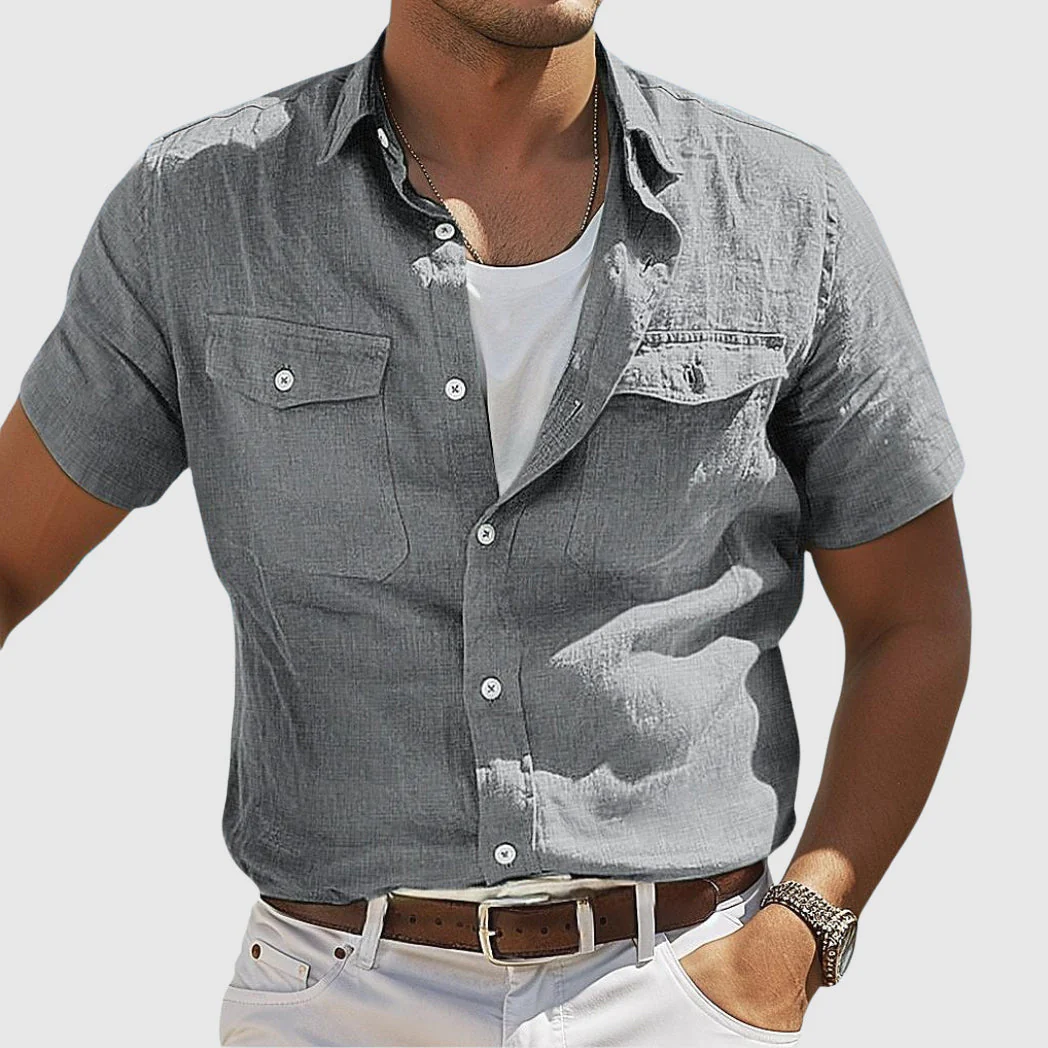 Lennard | Chemise en lin confortable et élégante au coucher du soleil – Image 3