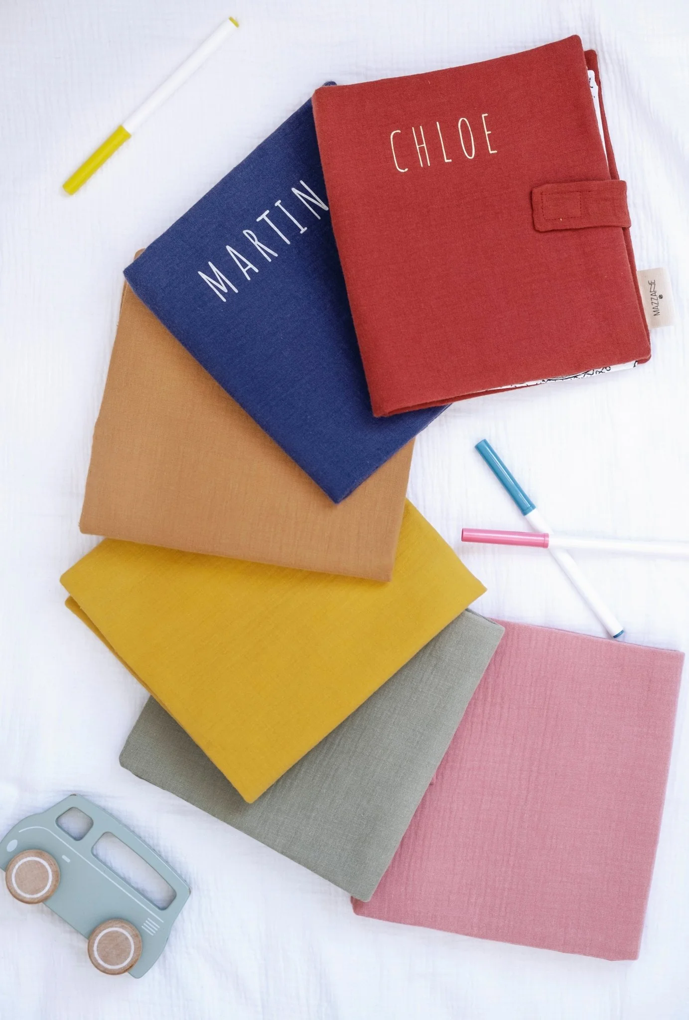 Cahier de coloriage personnalisable lavable et réutilisable en gaze de coton camel – Image 3