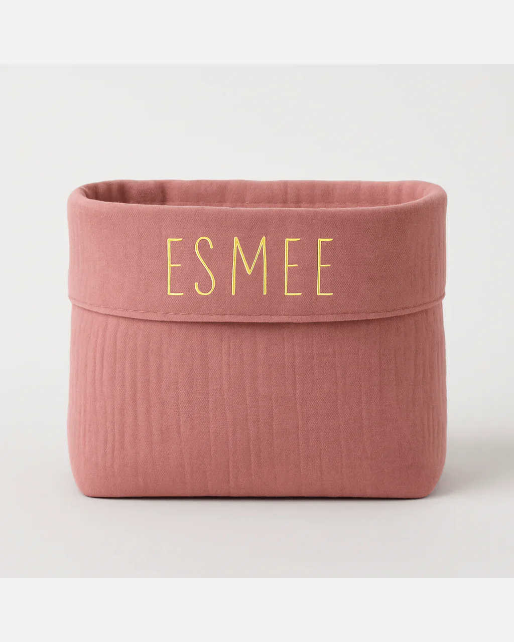 Coffret naissance bébé personnalisable fait main en France en gaze de coton rose – Image 3
